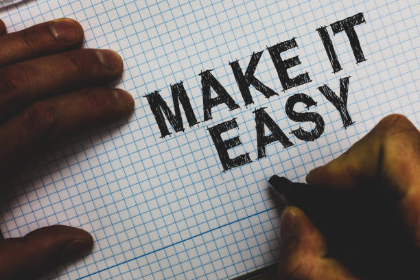 istock Handwriting text Make It Easy. Concept meaning Smart approach Effortless Free from worries or difficulties Man holding marker communicating ideas important messages squared paper. 1068629952