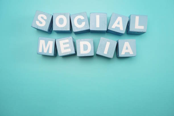 istock Social Media created with cubes alphabet letters on blue background 1068636978