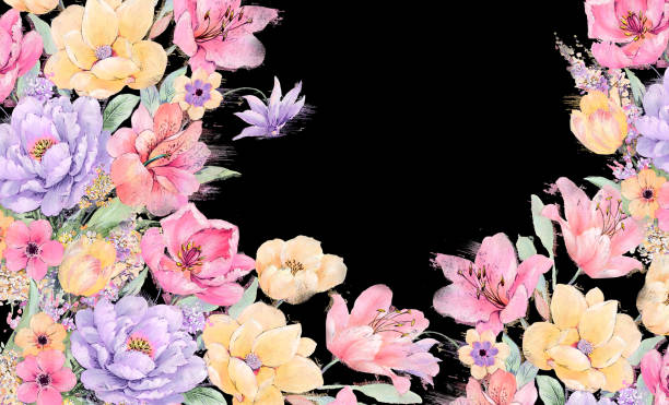 istock Elegant watercolor rose and peony flower 1068640794
