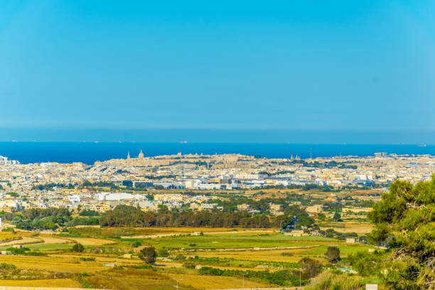 istock Countryside on Malta with Valletta at background 1068644788