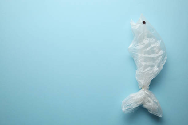 istock Garbage in the ocean, the silhouette of fish from a plastic bag 1068651252