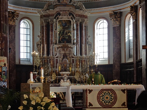 Avellino, Campania, Italy - October 21, 2018: Altar of the Church of Santa Maria di Costantinopoli