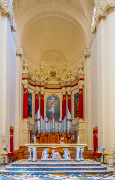 Interior of the Rotunda St. John Baptist in Xewkija, Gozo, Malta Xewkija, Malta, June 6, 2017: Interior of the Rotunda St. John Baptist in Xewkija, Gozo, Malta knights of malta stock pictures, royalty-free photos & images