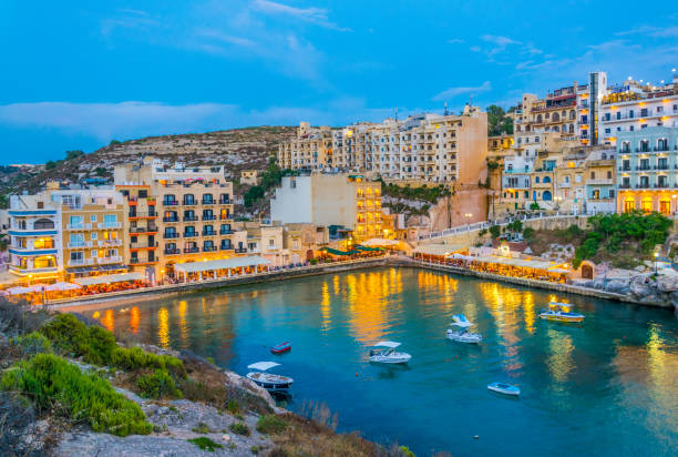 istock Night view of Xlendi, Gozo, Malta 1068663132
