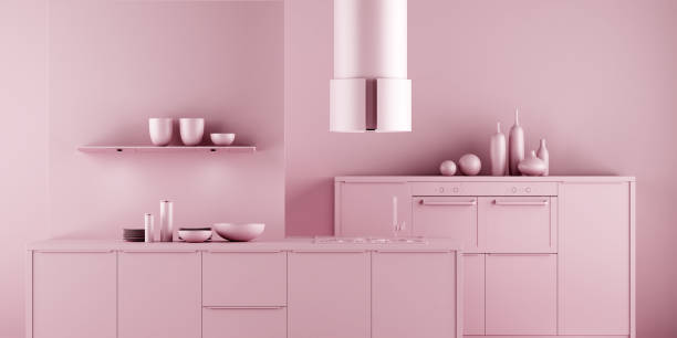 istock Interior Kitchen Background in Minimalist Monochrome Style 1068665916