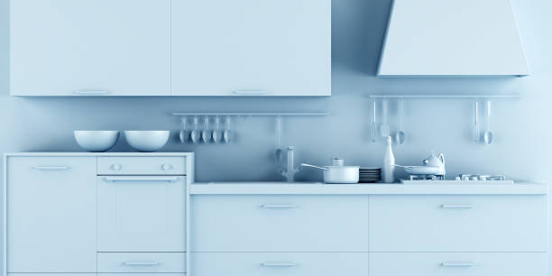 istock Interior Kitchen Background in Minimalist Monochrome Style 1068665964