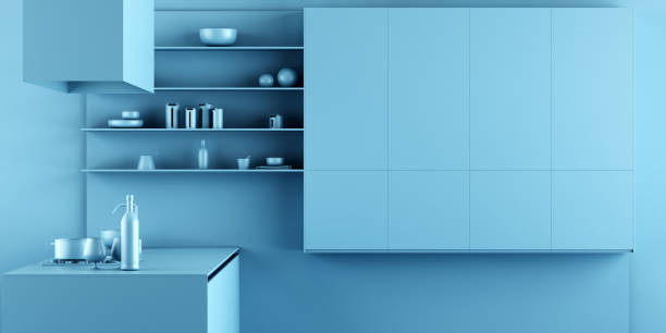 istock Interior Kitchen Background in Minimalist Monochrome Style 1068665980