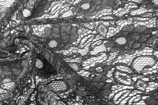 istock Texture, background, pattern. Fabric of black lace. Background of fabric from lace stylized roses. Abstract lace pattern with flowers. Wallpaper, underwear and jewelry. Your invitations 1068678454
