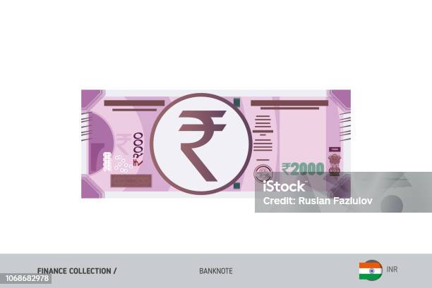 2000 Indian Rupee Banknote Flat Style Highly Detailed Vector Illustration Isolated On White Background Suitable For Print Materials Web Design Mobile App And Infographics Stock Illustration - Download Image Now