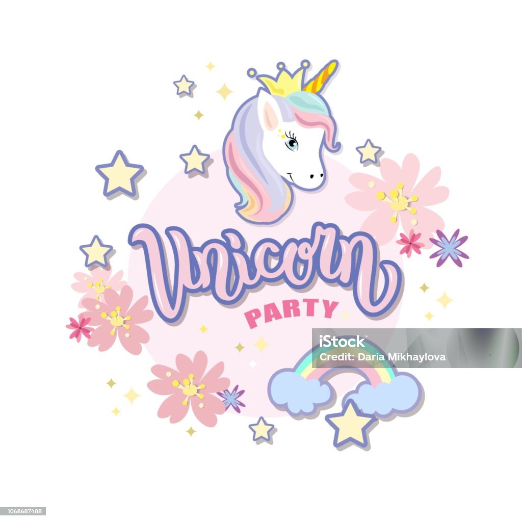 Văn Bản Unicorn Party Được Phác Thảo Bằng Tay Trên Nền Kết Cấu Chữ ...