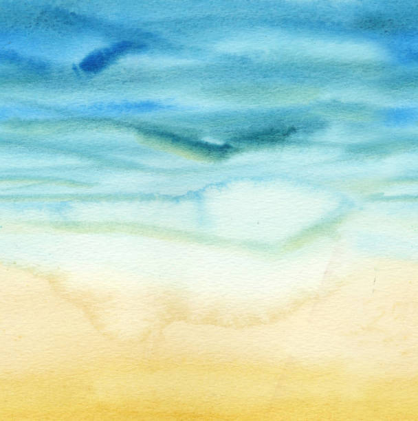 seamless horizontal pattern of watercolor gradient Sea and sand