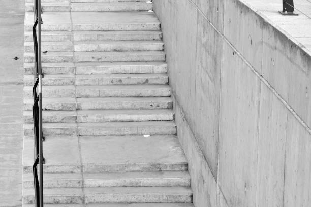 istock Stairs on the concrete promenade. Black and white. 1068697518