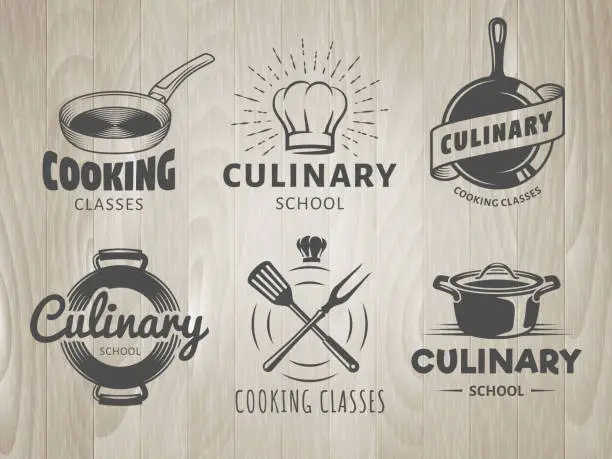 Vector illustration of Culinary school logos