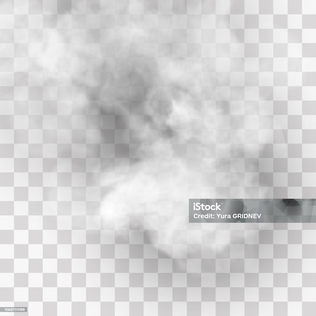 Transparent special effect stands out with fog or smoke. White cloud vector, fog or smog. Smoke - Physical Structure stock vector