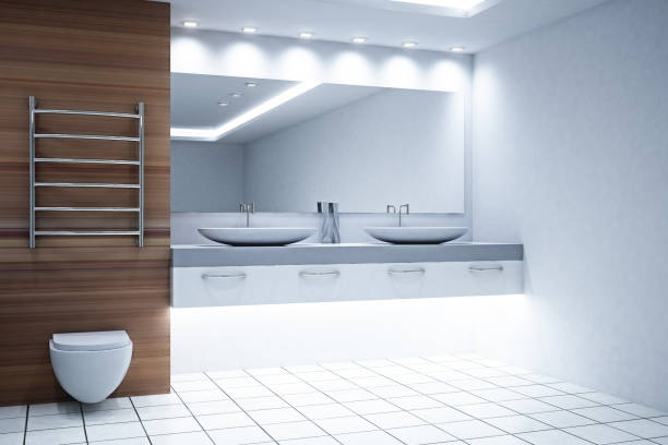 istock Clean wooden bathroom interior 1068705836