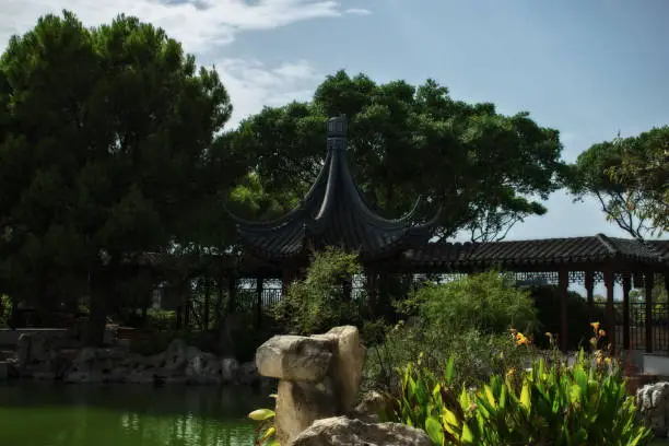 A Pagoda in a Chinese Garden of Serenity in Malta.