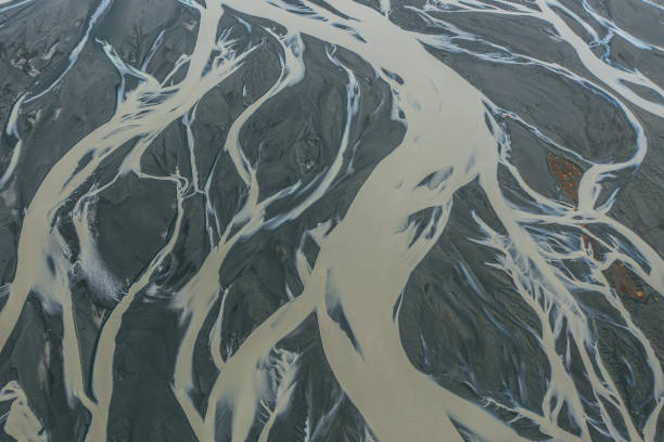 istock Aerial view of river valley at sunset 1068706338