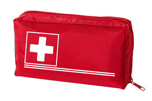 Red First Aid Bag white background