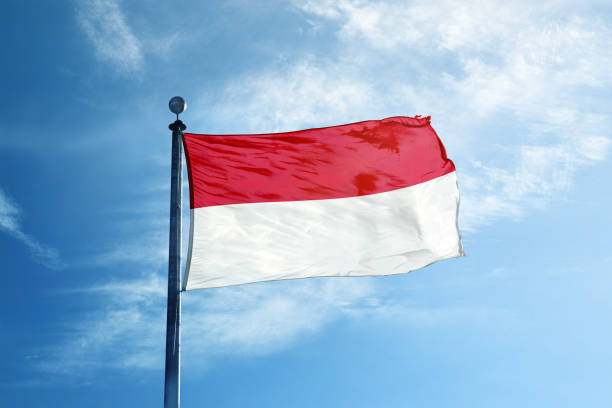 istock Indonesia flag on the mast 1068717218