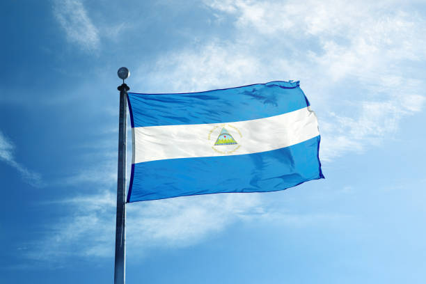 istock Nicaragua flag on the mast 1068718372