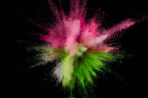 istock Colored powder explosion. Abstract closeup dust on backdrop. Colorful explode. Paint holi 1068718390