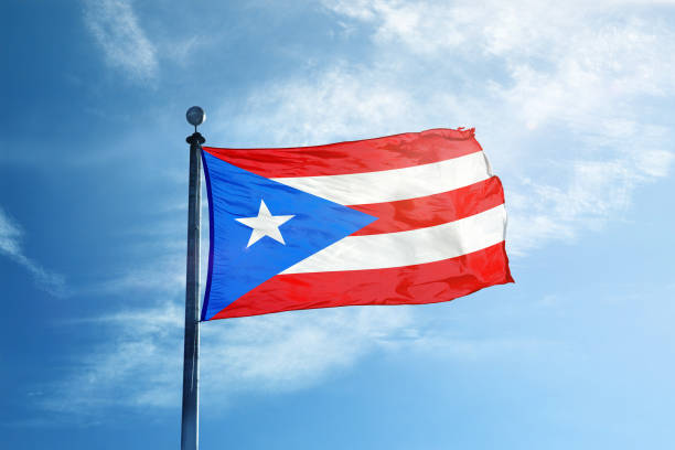 Puerto Rico flag on the mast stock photo