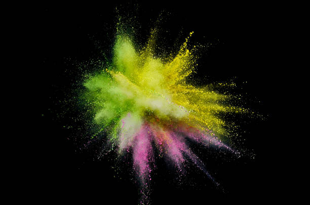 istock Colored powder explosion. Abstract closeup dust on backdrop. Colorful explode. Paint holi 1068718422
