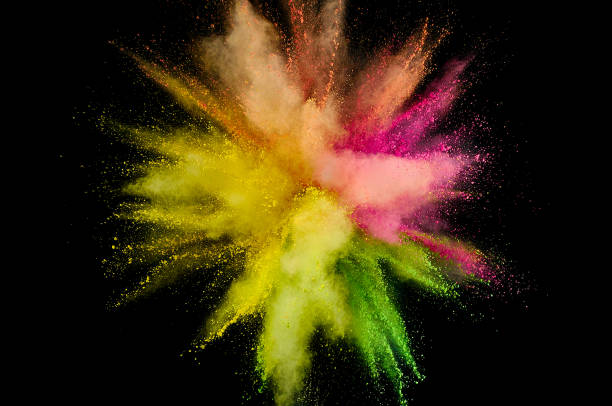 istock Colored powder explosion. Abstract closeup dust on backdrop. Colorful explode. Paint holi 1068718428