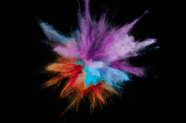 istock Colored powder explosion. Abstract closeup dust on backdrop. Colorful explode. Paint holi 1068718454