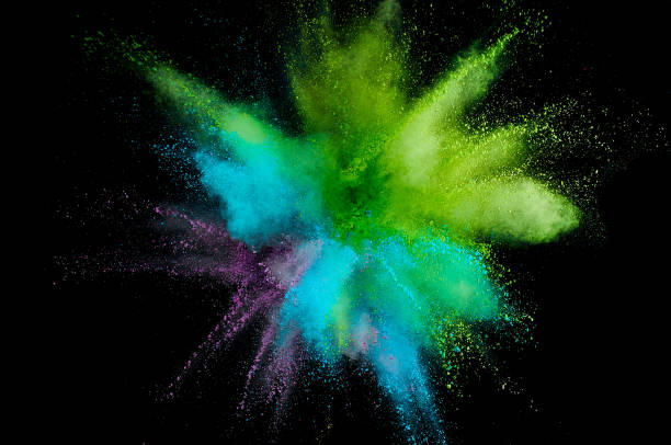 istock Colored powder explosion. Abstract closeup dust on backdrop. Colorful explode. Paint holi 1068718504