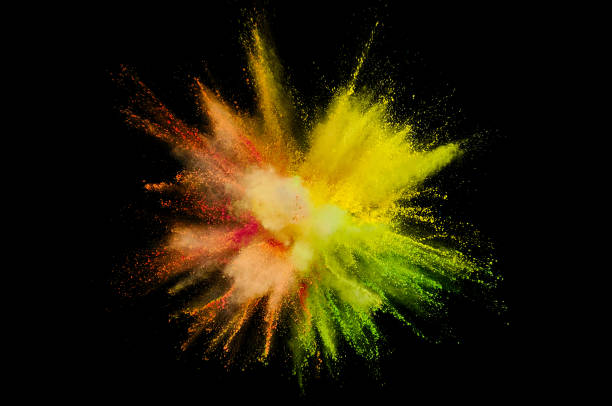 istock Colored powder explosion. Abstract closeup dust on backdrop. Colorful explode. Paint holi 1068718588