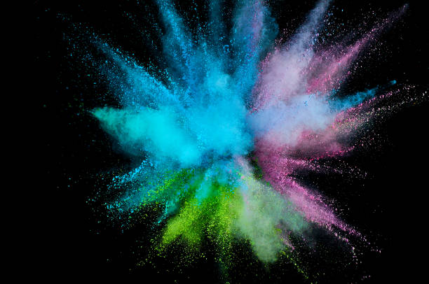 istock Colored powder explosion. Abstract closeup dust on backdrop. Colorful explode. Paint holi 1068718592