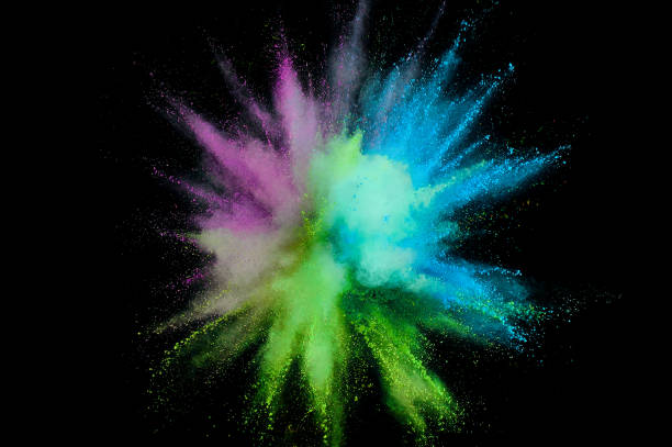 istock Colored powder explosion. Abstract closeup dust on backdrop. Colorful explode. Paint holi 1068718622