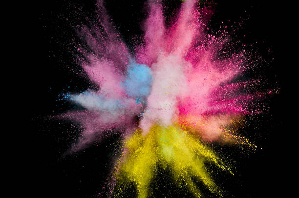 istock Colored powder explosion. Abstract closeup dust on backdrop. Colorful explode. Paint holi 1068718624