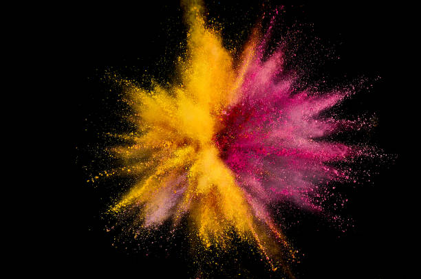 istock Colored powder explosion. Abstract closeup dust on backdrop. Colorful explode. Paint holi 1068718682