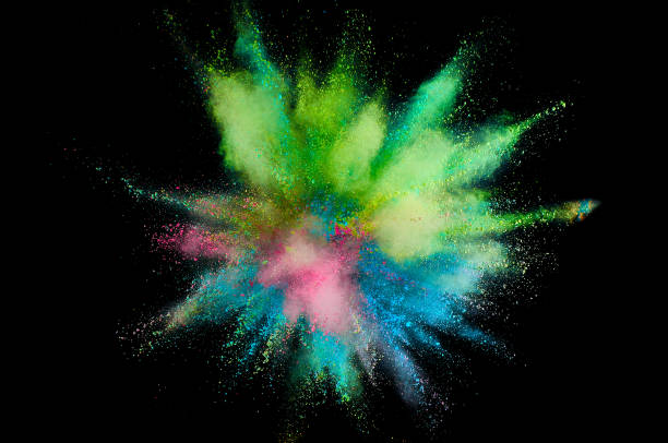 istock Colored powder explosion. Abstract closeup dust on backdrop. Colorful explode. Paint holi 1068718702