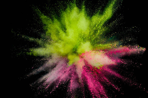 istock Colored powder explosion. Abstract closeup dust on backdrop. Colorful explode. Paint holi 1068718716