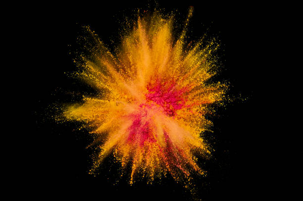 istock Colored powder explosion. Abstract closeup dust on backdrop. Colorful explode. Paint holi 1068718786