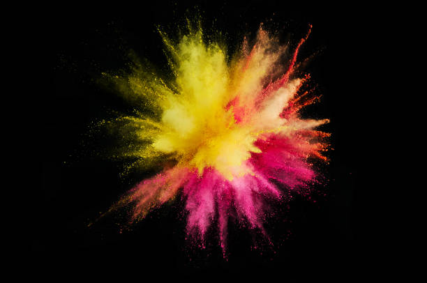 istock Colored powder explosion. Abstract closeup dust on backdrop. Colorful explode. Paint holi 1068719096