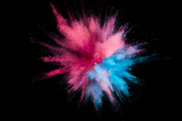 istock Colored powder explosion. Abstract closeup dust on backdrop. Colorful explode. Paint holi 1068719110