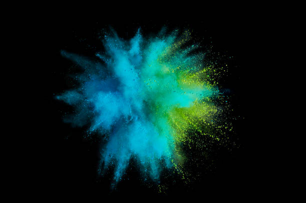 istock Colored powder explosion. Abstract closeup dust on backdrop. Colorful explode. Paint holi 1068722592