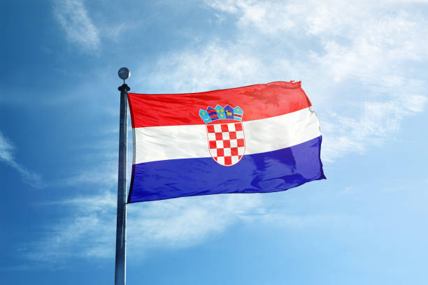 Croatia flag on the mast stock photo
