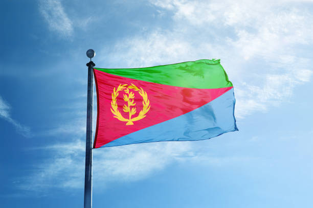 Eritrea flag on the mast stock photo