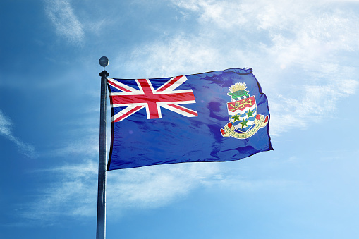 Cayman Islands flag on the mast