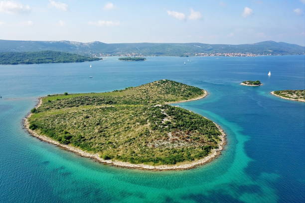 Mediterranean islands and coastline stock photo