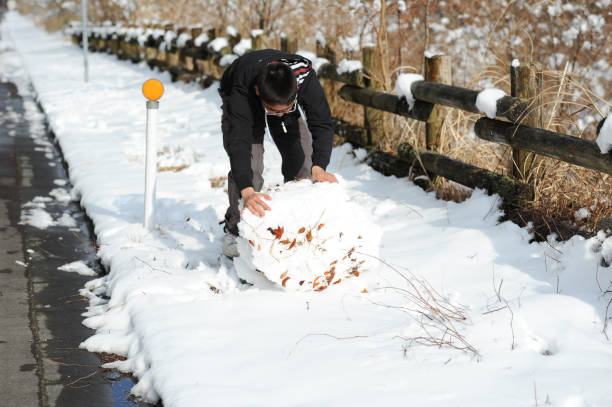 istock Teenage boy playing with snow. 1068743810