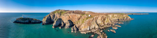 istock Aerial view of the beautiful cliffs close to the historic South Stack lighthouse on Anglesey - Wales 1068760780