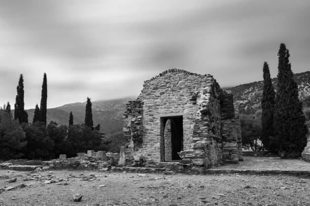 istock Byzantine monastery at Kesariani aesthetic forest on mountain Hymettus (Ymittos) 1068760984