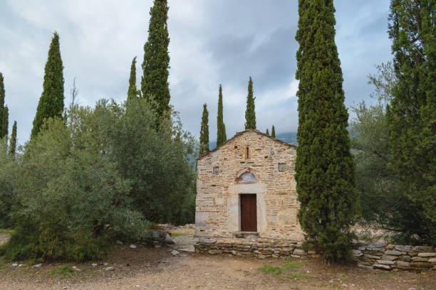 istock Byzantine monastery at Kesariani aesthetic forest on mountain Hymettus (Ymittos) 1068764028