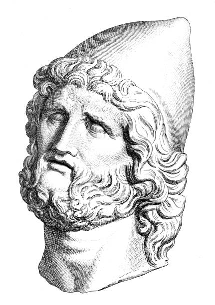 Odysseus - Marble head Illustration from 19th century ulysses stock illustrations